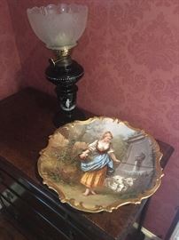 very large hand painted plate 
