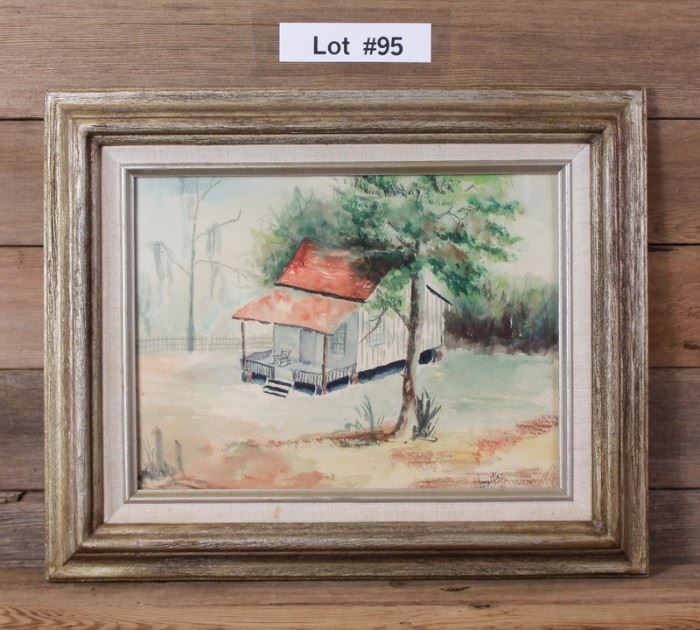 LOUISIANA LANDSCAPE WATERCOLOR - SIGNED (UNABLE TO READ)