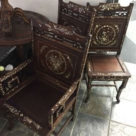 Chinese table and chairs. 
