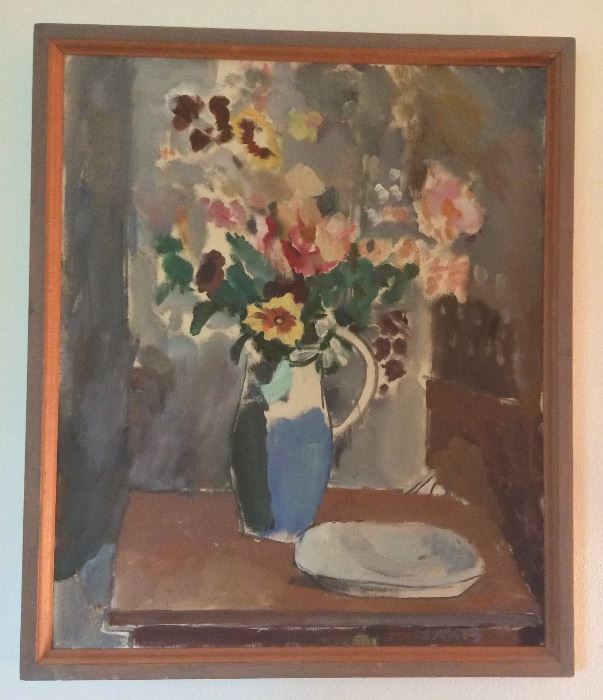 Untitled floral still life by Walter F. Isaacs, former Univ. of Washington art professor (1886 - 1964) Oil on canvas, 22" x 26", no date.