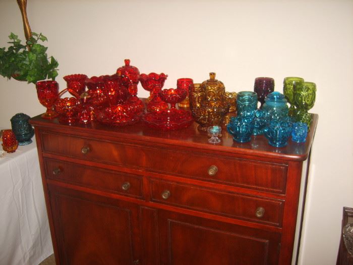 Nice collection of Moon and Star pattern glass in several colors.