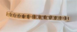 14K Diamond Bracelet.  Add a section design. Bracelet contains clasp and 29 sections.