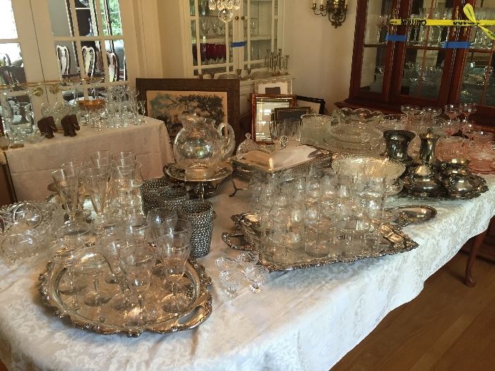 Crystal  Glasses Silver plated Serving pieces