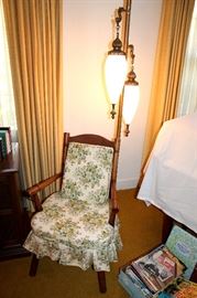 Vintage pole lamp and armchair