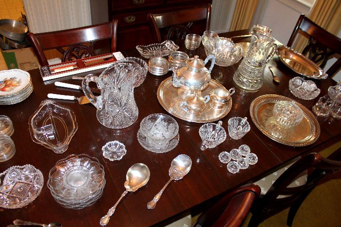Silverplate and cut glass