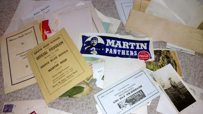 1930's-40's football papers from Martin and other TN areas, postcards, and other cool misc. ephemera