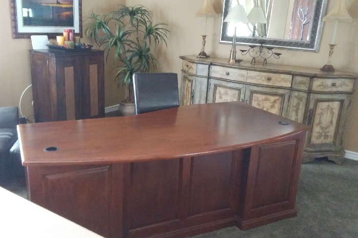 Cherry Wood Desk with Built-In Safe