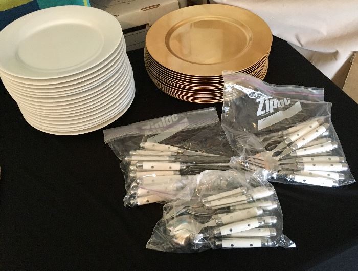 Chargers, Plates, Utensils