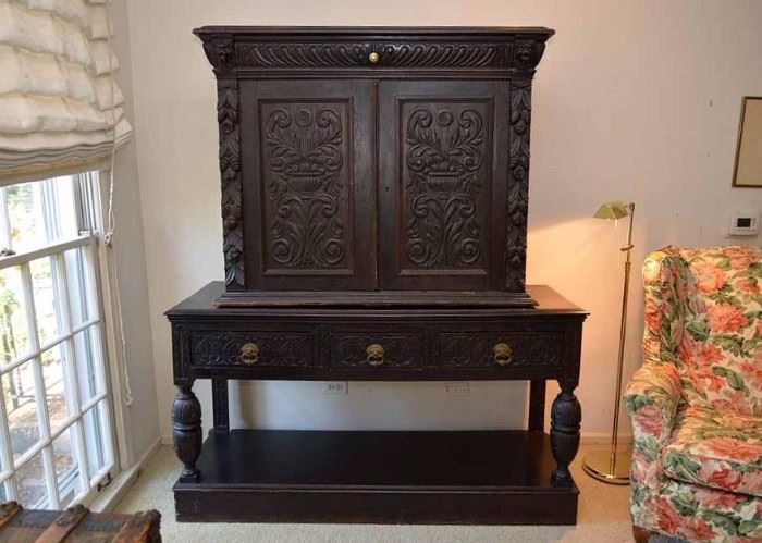 Set of Antique Carved Wood Pieces (Shown stacked on top of each other)