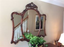 Three Secrion Mirror - Wooden - Stunning