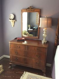 Wonderful Chest of Drawers/Dresser with Mirror - 1940's - Beautiful!  Wonderful Crystal Lamps