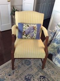 Side Chair - Beautifully covered in yellow stripe