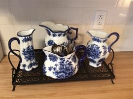 Beautiful Ironstone Transferware Set - Pieces will be sold individual or as a set - tray separate