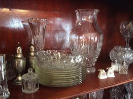 Sterling Silver weighted Salt and Peppers, Crystal Vases, Bowls, Gorham