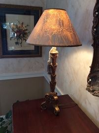 Gilded pair of Buffet Lamps