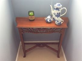 Beautifully Carved Side Table - English Coffee Pot Set