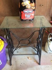 Vintage Sewing Machine BASE - with glass top!