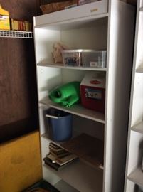Shelving - coolers, buckets, Garden items