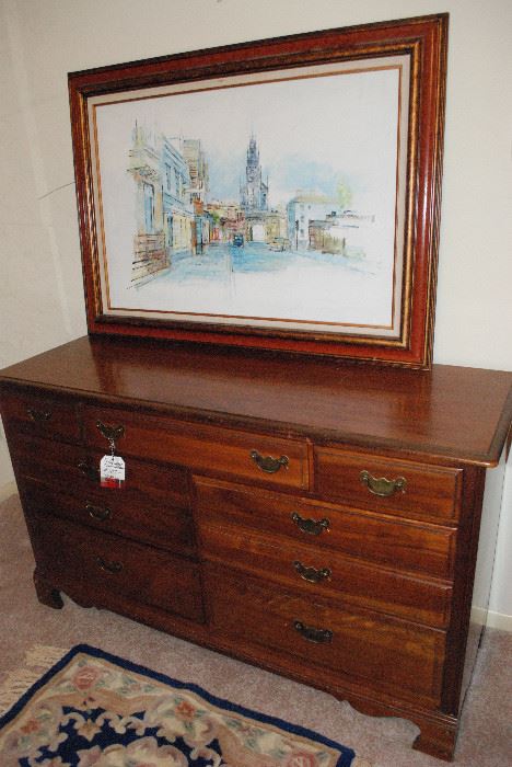 original signed art- solid wood chest of drawers