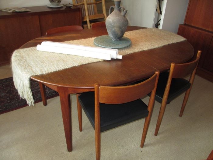 mid century danish modern rosewood table and chairs