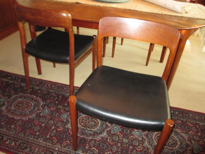 mid century danish modern rosewood table and chairs