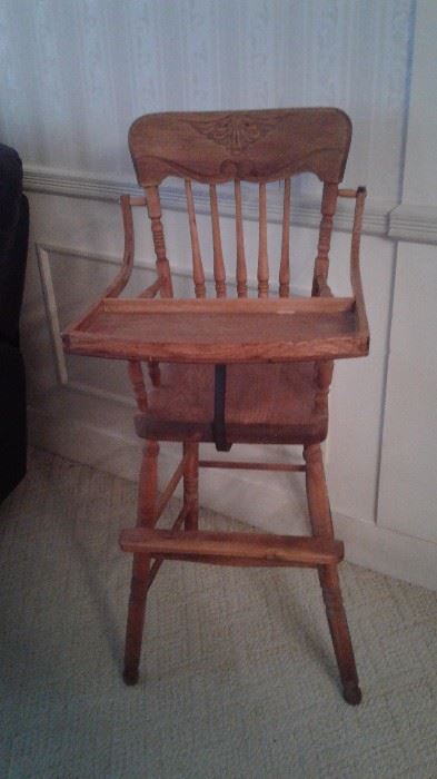 Antique oak high chair