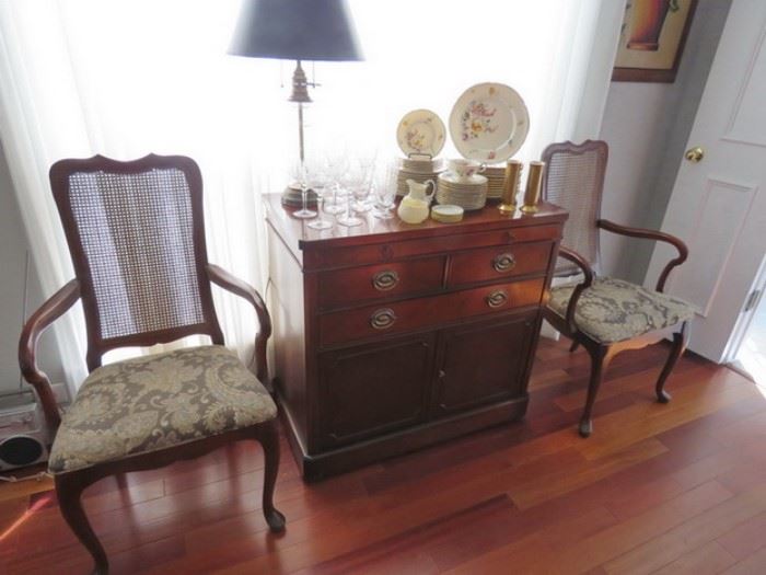 Buffet by Drexel, Cane Back Chairs, Castleton China "Ascona"