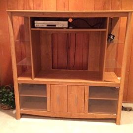 SOLID WOOD ENTERTAINMENT CENTER WILL FIT A FLAT SCREEN