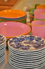 CRATE AND BARRELL PLATES, NEON COLORED DISHES