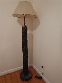 Folk art floor lamp with period shade