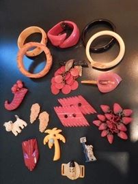 Selection of fun Bakelite and plastic jewelry
