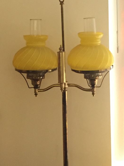 Pole lamp with two swirl glass globes.  Works ... $75.00