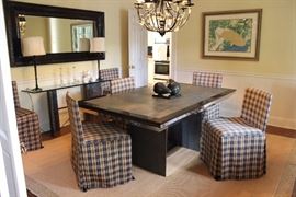 Paul Puccio signed & numbered table; Cy Mann chairs