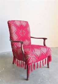 red fringe boho chair