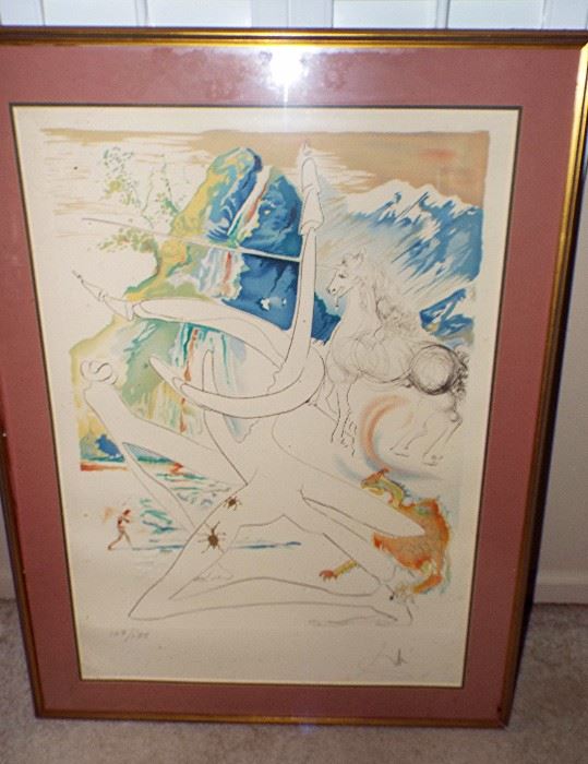 PURCHASED IN PARIS IN THE MID-80'S A SIGNED AND NUMBERED SALVADORE DALI VERY LARGE LITHOGRAPH