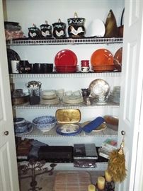 PANTRY FULL OF MORE DISHES AND DINNERWARE AND ENTERTAINING PIECES