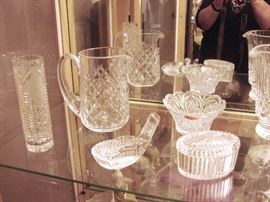 More Waterford and several pressed and cut pieces.