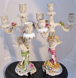 Pair of Dresden area candlelabra. Excellent condition.