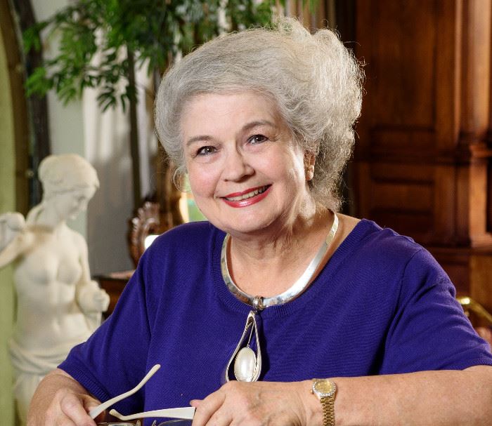 June Hayes in the Estate Sale Gallery at Los Patios, San Antonio. Jewelry from Renaissance Jewelry at Los Patios, Photo by Ash Bowie. Call 210-280-8451 to consign for this sale.