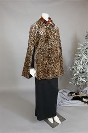 Faux leopard cape is circa 1960s......great fun.