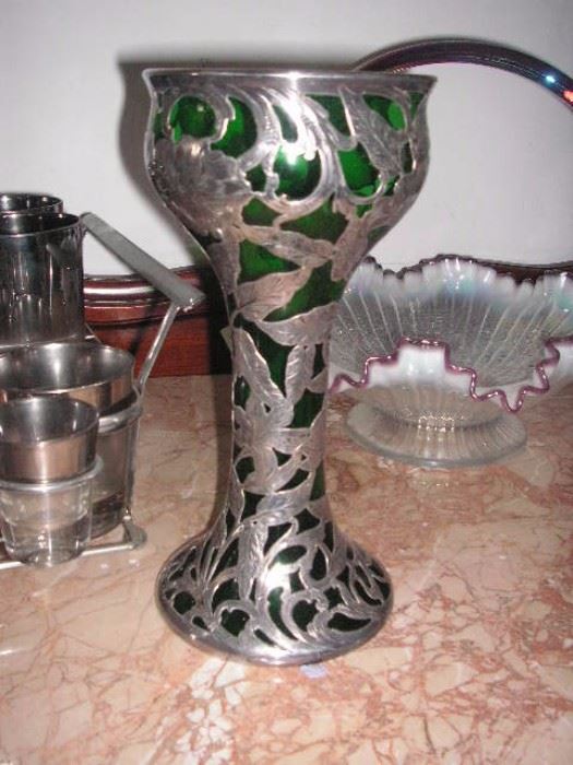 Beautiful silver overlay large goblet.