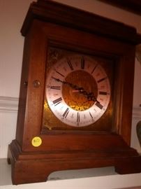 Modernized wooden mantle clock.
