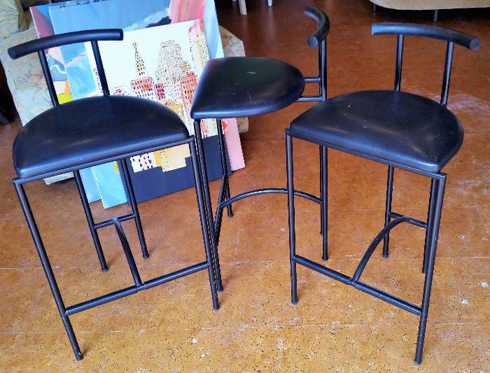 Trio vintage Bieffeplast (Italy) Tokyo stools designed by Rodney Kinsman, 1980's.