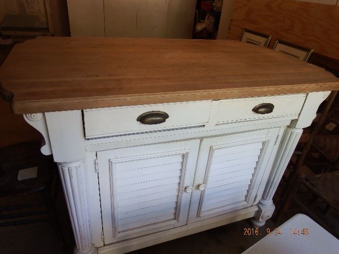 Ackworth: Butcher Block top Island with Drawers and storage $ 700.00 Firm was 1500.00