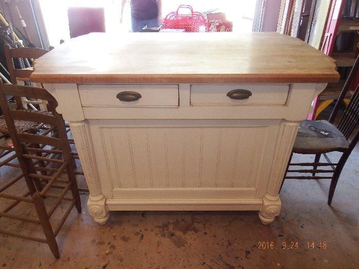 Ackworth: Butcher Block top Island with Drawers and storage $ 700.00 Firm was 1500.00