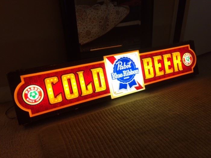 Sandy Springs location: Electric banner sign Pabst Blue Ribbon Alcohol light for PUB. mancave, lounge Dive Bar, Americana Collection game night $ 600.00
