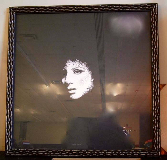 Celebrity Artist COUPE signed print Barbara 1981 in beautiful Art Deco frame