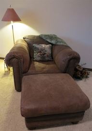 Comfy chair and ottoman, micro suede