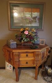 Rustic pine demilune table
