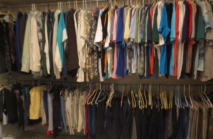Men's clothing, size large; vast variety of sports wear